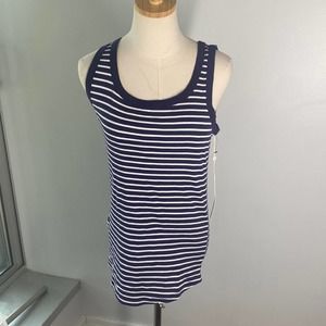 Caslon X Nordstrom navy white strip Cotton tank top size M NWT